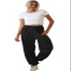 ebossy Women's Active Elastic High Waist Loose Fit Fleece Running Jogger Sweatpant Pockets (XX-Large, Thin Black) view 3