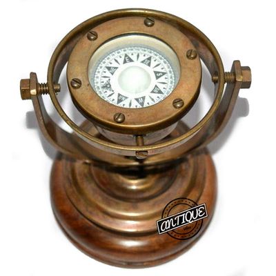 AV Marine Ship's Compass Nautical Binnacle Gimbals Floating Dial Desk Dcor Antique Vintage Christmas Halloween
