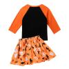 ranrann Baby Girl Long Sleeves Halloween Clothing Set Shirt Top Pumpkin Bat Tutu Skirt Outfits Orange 3 view 4
