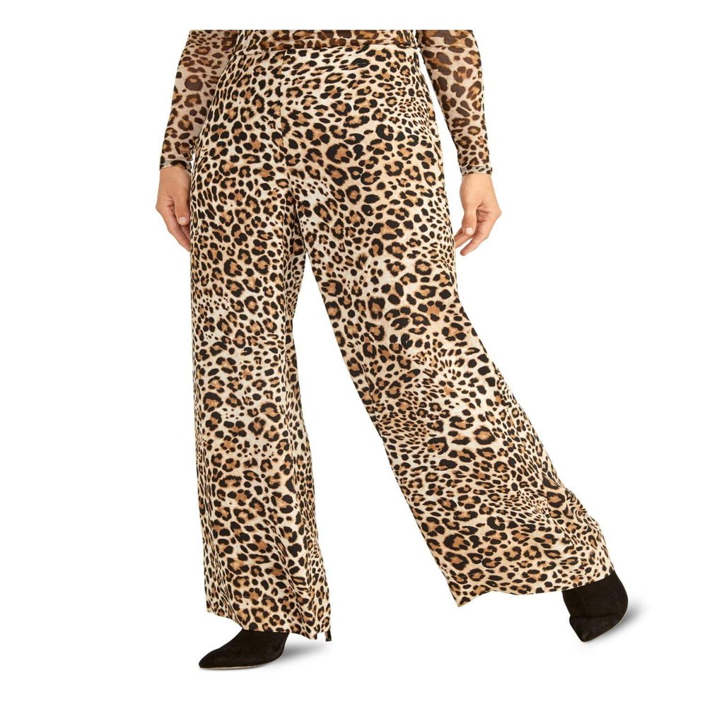 RACHEL Rachel Roy Womens Alice Animal Print High-Rise Pants Brown 0