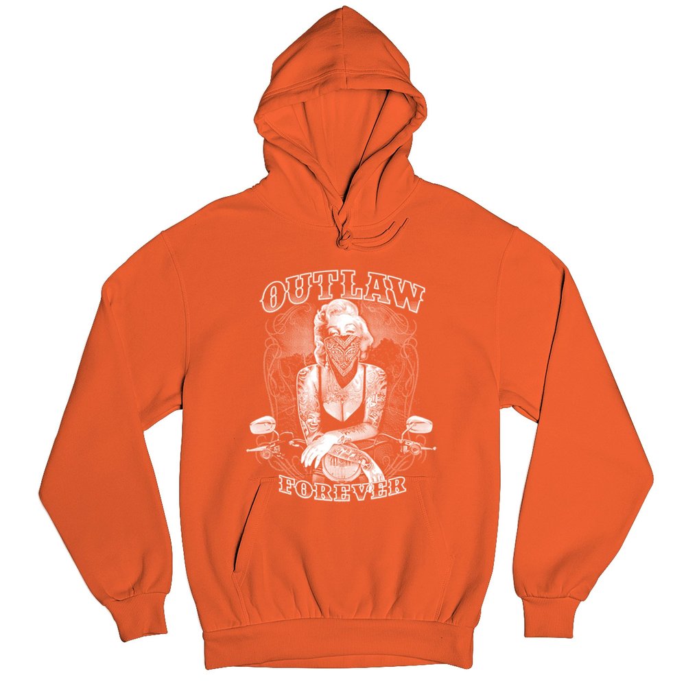 Tee Hunt Marilyn Hollywood Glamour Legend Starlet Outlaw Forever Sweatshirt Biker Live to Ride Motorcycle Hoodie Orange Small