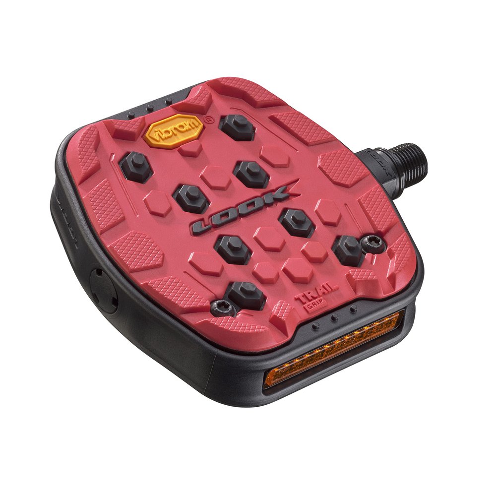 LOOK Cycle - Geo Trail Grip Bike Pedals - Flat Pedals - Reliability, Comfort and Durability - Slip-Proof Safety - Innovative Activ Grip Rubber - High-Performance MTB Bike Pedal - Red