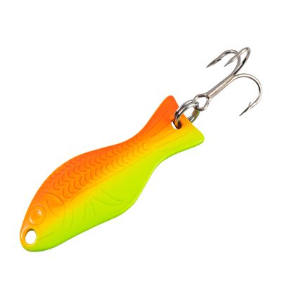 AL's Goldfish Lure Company, G200 Goldfish Freshwater Fishing Spoon Lure with Treble Hook for Trout, Salmon, Bass, Walleye, Northern Pike and Panfish. 1/4 oz. 2", #6 Hook, Chartreuse Orange