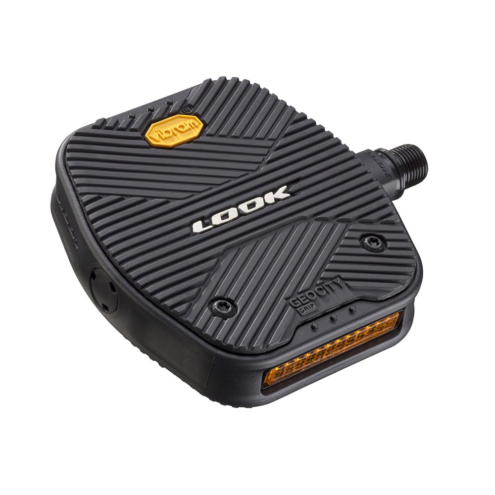 LOOK Cycle - Geo City Grip - MTB Bike Pedals - Flat Pedals - Slip-Proof Safety - Innovative Activ Grip Rubber - Premium High-Performance Urban Bike Pedal - Black