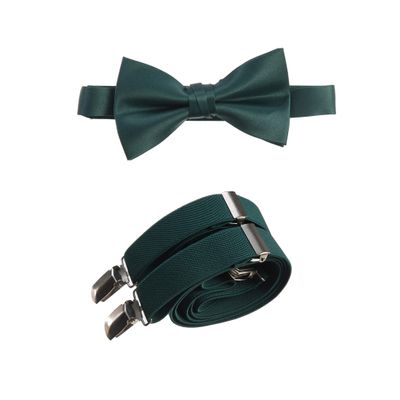 Tuxgear Baby Boys Bow Tie and Adjustable Stretch Suspender Set (Forest Green, 25" Toddler)