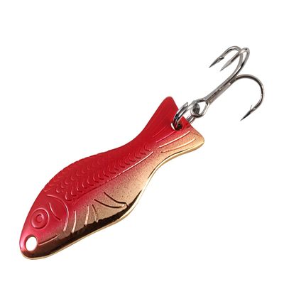 AL's Goldfish Lure Company, G200 Goldfish Freshwater Fishing Spoon Lure with Treble Hook for Trout, Salmon, Bass, Walleye, Northern Pike and Panfish. 1/4 oz. 2", #6 Hook, Gold Red