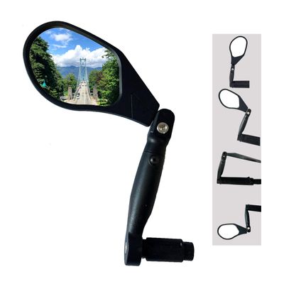 Hafny New Handlebar Bike Mirror, HD,Blast-Resistant, Glass Lens, Reflector (HF-M903LS-FR05 (Bar End Fitting Left Side, Silver Glass))