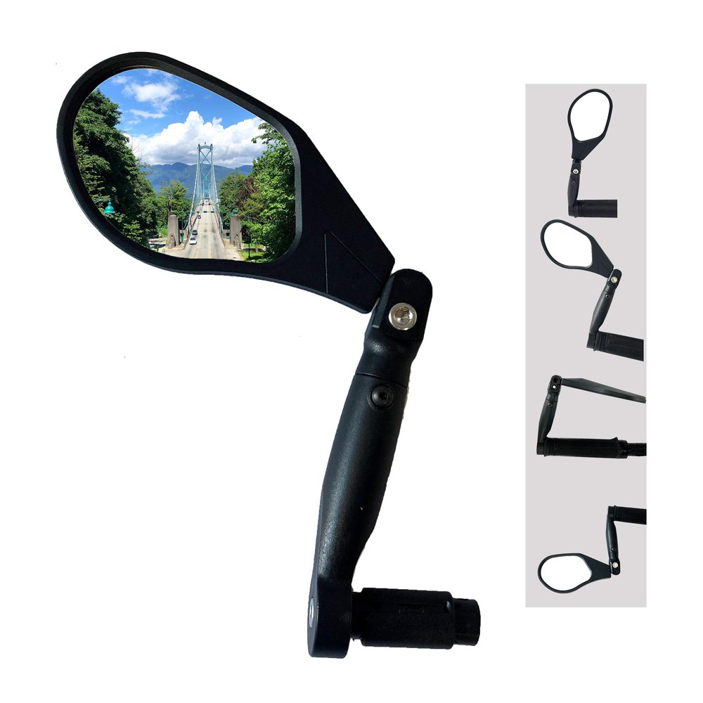Hafny New Handlebar Bike Mirror, HD,Blast-Resistant, Glass Lens, Reflector (HF-M903LS-FR05 (Bar End Fitting Left Side, Silver Glass))