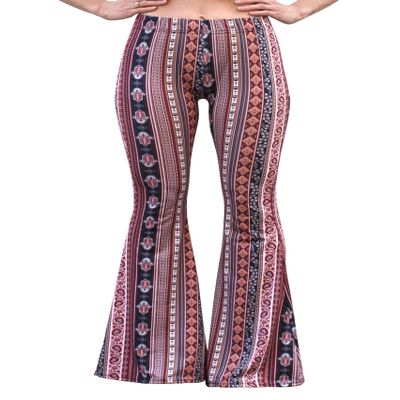 Daisy Del Sol High Waist Comfy Stretch Boho 70s Bell Bottom Fit to Flare Lounge Yoga Pants (XXL, Marsala)