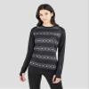Terramar Women's Genesis Long Sleeve Crew Top, Black Freestyle, Small view 1