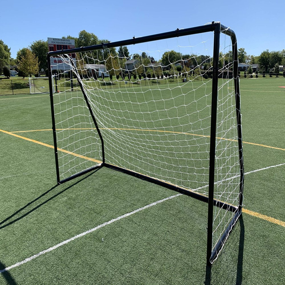 Vallerta Premier 10 X 6 Ft Soccer Goal w/Weatherproof 4mm HDPE Net. 50MM Diameter Black Powder Coated/Corrosion Resistant Steel Frame. 10x6 Foot Youth Size Practice & Training Aid. ONE Year Warranty!