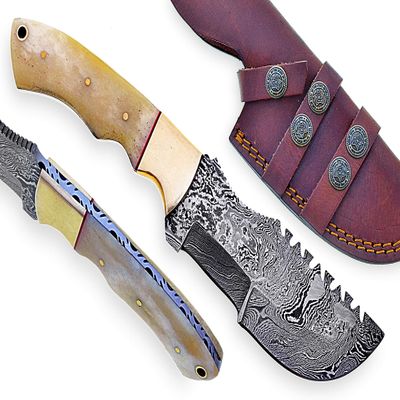 Smart & Sharp Custom Handmade Damascus Steel Hunting Knife/Tracker Knife SS-17332 (Bone)