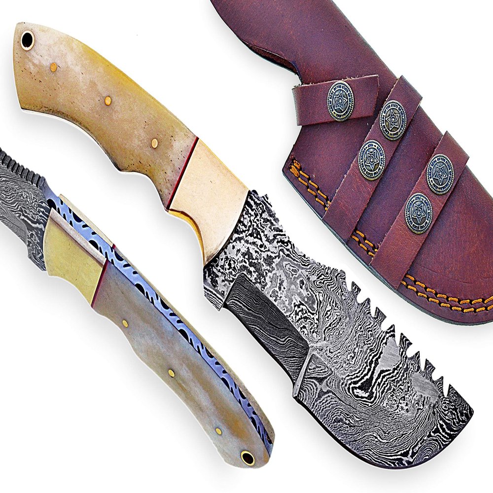 Smart & Sharp Custom Handmade Damascus Steel Hunting Knife/Tracker Knife SS-17332 (Bone)