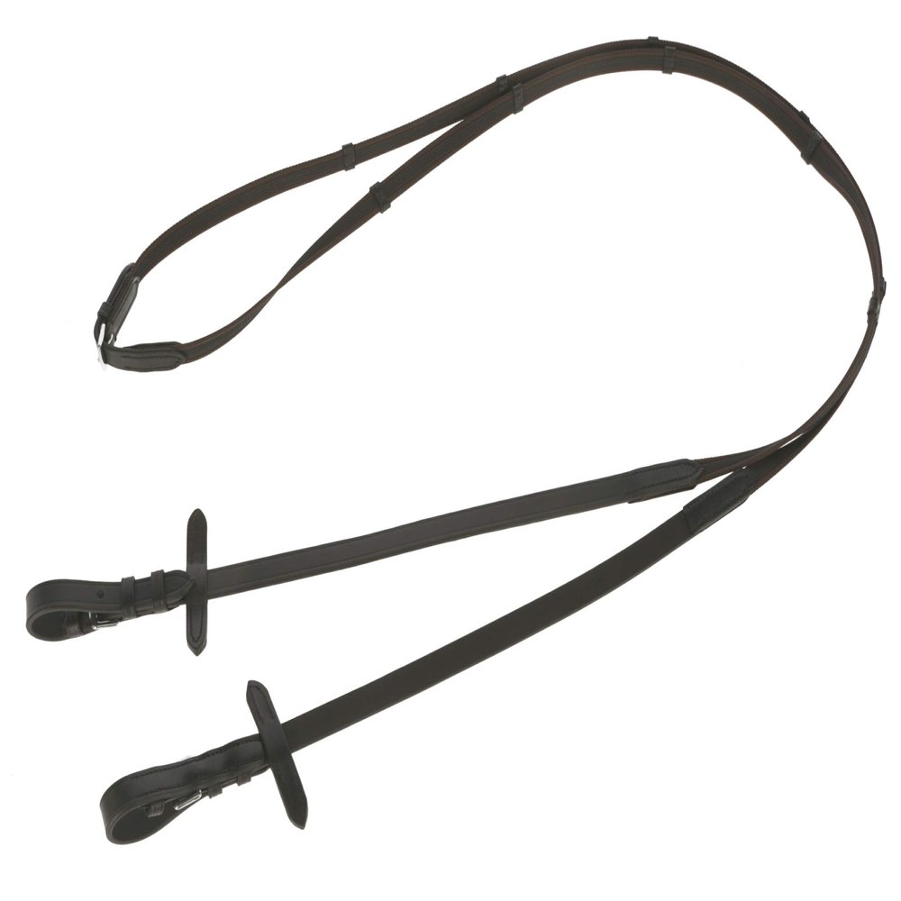 Covalliero KE-HA-3222117 Rubber Braid Reins, Brown, Total Length: 11.3 inches (287 cm), Width: 0.6 inches (1.5 cm), Between Pitches 5.1 inches (13 cm)