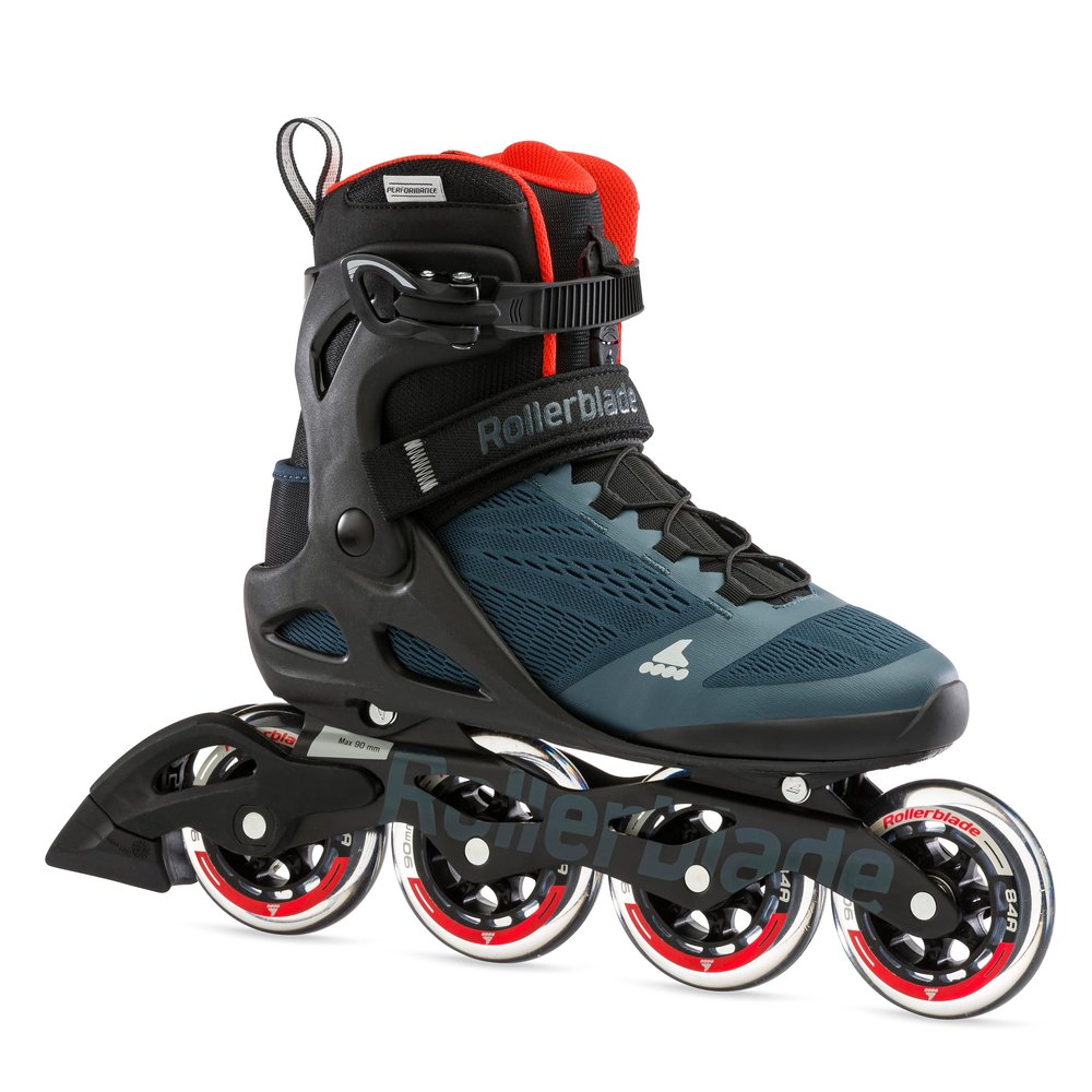 Rollerblade Macroblade 90 Men's Adult Fitness Inline Skate, Orion Blue/Spicy Orange, Performance Inline Skates