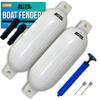 2 Pack Boat Fenders for Docking Boat Bumpers for Docking with Pump Boat Accessories Boat Dock Bumpers Set Buoys Pontoons Buoy Inflatable Fender Marine Bouys 23" x 6.5" White view 1