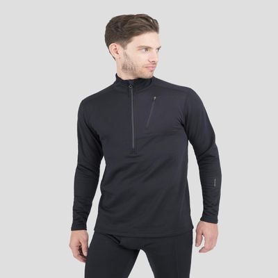 Terramar Men's Standard Ecolator Half Zip Long Sleeve Shirt, Dark Grey Heather, Small
