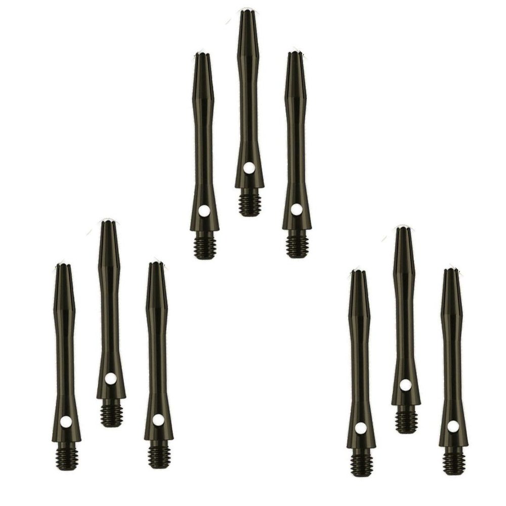 Aluminium Shafts, Metal Stems, Anodised, Medium, Black, (3 Sets)