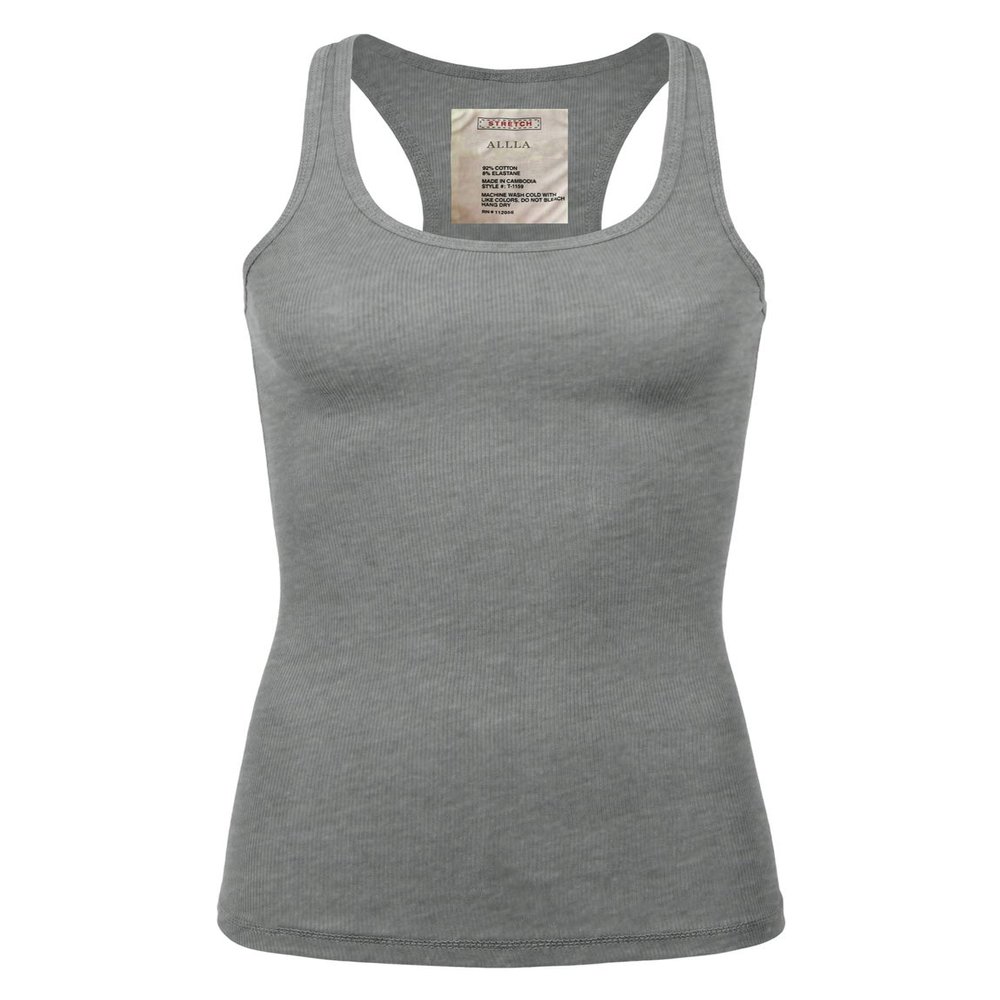 ALLLA Women's Racerback Tank Top Layering Ribbed Basic Undershirt (S-3X) H Grey-XL