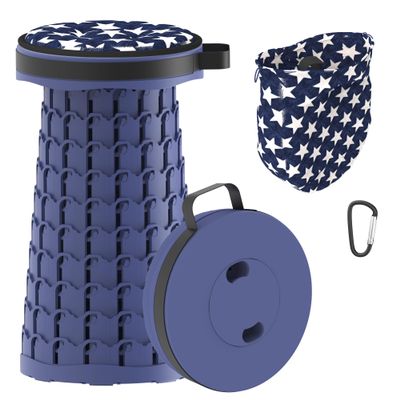 ALEVMOOM 2026 Upgraded 18.1" Collapsible Stool with Cushion & Carry Bag, 600lbs Max Weight Portable Telescoping Stool, More Sturdy Lightweight Retractable Seat Folding Chair for Camping & Outdoors