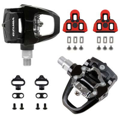 Venzo Compatible with Shimano SPD-SL & Shimano SPD System for Indoor Fitness Exercise Bike Bicycle Pedals & Cleats with 9/16" Heavy Duty Spindles Sealed Bearing - Pedals