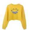G-Amber Girls Long Sleeve Sweatshirts Kids Crop Print Funny Letters Fashion Pullover Tops Yellow Smile Cartoon Graphic view 1