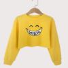 G-Amber Girls Long Sleeve Sweatshirts Kids Crop Print Funny Letters Fashion Pullover Tops Yellow Smile Cartoon Graphic view 2