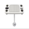Manufacturers' Select ITC Boat Table Set - 18"x34" Removable Pontoon Boat Table with Center Non-Slip Mat, Pedestal Leg, 4 Drink Holders, & 2 Phone Stands (Glossy White, Silver Leg, Titanium Grey Mat) view 1