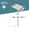 Manufacturers' Select ITC Boat Table Set - 18"x34" Removable Pontoon Boat Table with Center Non-Slip Mat, Pedestal Leg, 4 Drink Holders, & 2 Phone Stands (Glossy White, Silver Leg, Titanium Grey Mat) view 2