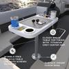 Manufacturers' Select ITC Boat Table Set - 18"x34" Removable Pontoon Boat Table with Center Non-Slip Mat, Pedestal Leg, 4 Drink Holders, & 2 Phone Stands (Glossy White, Silver Leg, Titanium Grey Mat) view 3