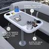 Manufacturers' Select ITC Boat Table Set - 18"x34" Removable Pontoon Boat Table with Center Non-Slip Mat, Pedestal Leg, 4 Drink Holders, & 2 Phone Stands (Glossy White, Silver Leg, Titanium Grey Mat) view 4