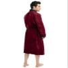 NY Threads Mens Robe, Luxury Plush Fleece Mens Bathrobe, Spa Bath Robe for Men, Small-Medium, Burgundy Black view 2