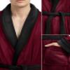 NY Threads Mens Robe, Luxury Plush Fleece Mens Bathrobe, Spa Bath Robe for Men, Small-Medium, Burgundy Black view 3