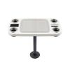 Manufacturers' Select ITC Boat Table Set - 18"x34" Removable Pontoon Boat Table with Center Non-Slip Mat, Pedestal Leg, 4 Drink Holders, & 2 Phone Stands (Glossy White, Black Leg, Titanium Grey Mat) view 1