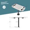 Manufacturers' Select ITC Boat Table Set - 18"x34" Removable Pontoon Boat Table with Center Non-Slip Mat, Pedestal Leg, 4 Drink Holders, & 2 Phone Stands (Glossy White, Black Leg, Titanium Grey Mat) view 2