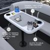 Manufacturers' Select ITC Boat Table Set - 18"x34" Removable Pontoon Boat Table with Center Non-Slip Mat, Pedestal Leg, 4 Drink Holders, & 2 Phone Stands (Glossy White, Black Leg, Titanium Grey Mat) view 3