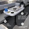 Manufacturers' Select ITC Boat Table Set - 18"x34" Removable Pontoon Boat Table with Center Non-Slip Mat, Pedestal Leg, 4 Drink Holders, & 2 Phone Stands (Glossy White, Black Leg, Titanium Grey Mat) view 4