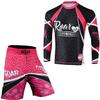 ROAR No Gi Full Set Ladies Sports Bra BJJ Leggings MMA Shorts & Grappling Rash Guard Female Fight Wear (Only For Ladies) (PF-Pink-2Pcs-Set, X-Large) view 2