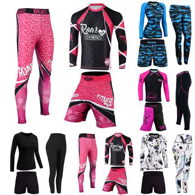 ROAR No Gi Full Set Ladies Sports Bra BJJ Leggings MMA Shorts & Grappling Rash Guard Female Fight Wear (Only For Ladies) (PF-Pink-3Pcs-Set, X-Large)