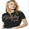 Birthday Squad Shirts - Glam Rose Gold Birthday Crew T-Shirt - Small - Black Tee(Crew RG) Blk/Sl view 1