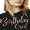 Birthday Squad Shirts - Glam Rose Gold Birthday Crew T-Shirt - Small - Black Tee(Crew RG) Blk/Sl view 4