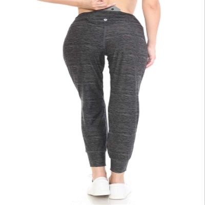 Leggings Depot ActiveFlex Jogger Yoga Pants with Pockets (Full Length, Space Dye Charcoal, Medium)