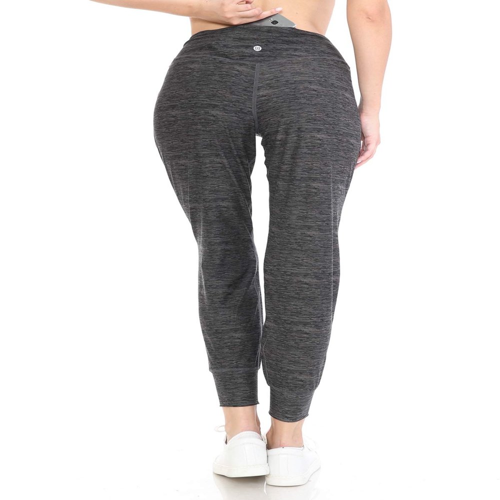 Leggings Depot ActiveFlex Jogger Yoga Pants with Pockets (Full Length, Space Dye Charcoal, Medium)