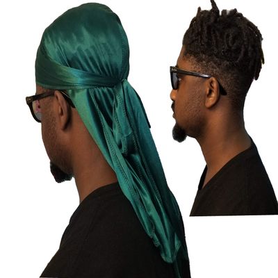 Smooth Thick Du Rag Head Wrap Motorcycle Biker Do Doo Bandana Tie Cap hat Skull Durag Du-Rag (Green)