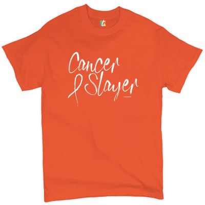 Cancer Slayer T-Shirt Breast Cancer Awareness Ribbon Hope Healing Men's Tee Orange Small