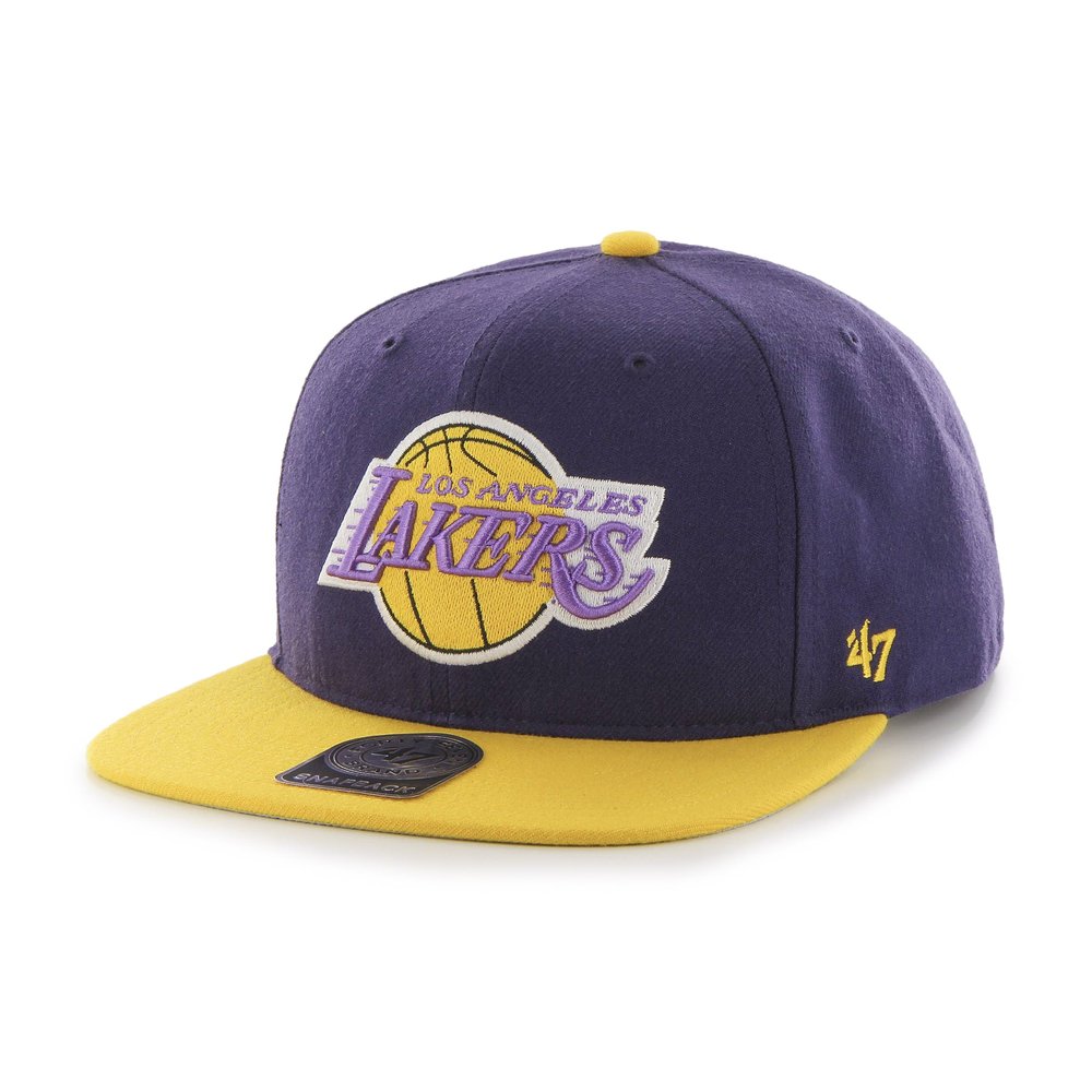 47 Los Angeles Lakers 2-Tone Sure Shot Captain Snapback Cap - Adjustable Flat Bill Baseball Hat