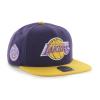 47 Los Angeles Lakers 2-Tone Sure Shot Captain Snapback Cap - Adjustable Flat Bill Baseball Hat view 2