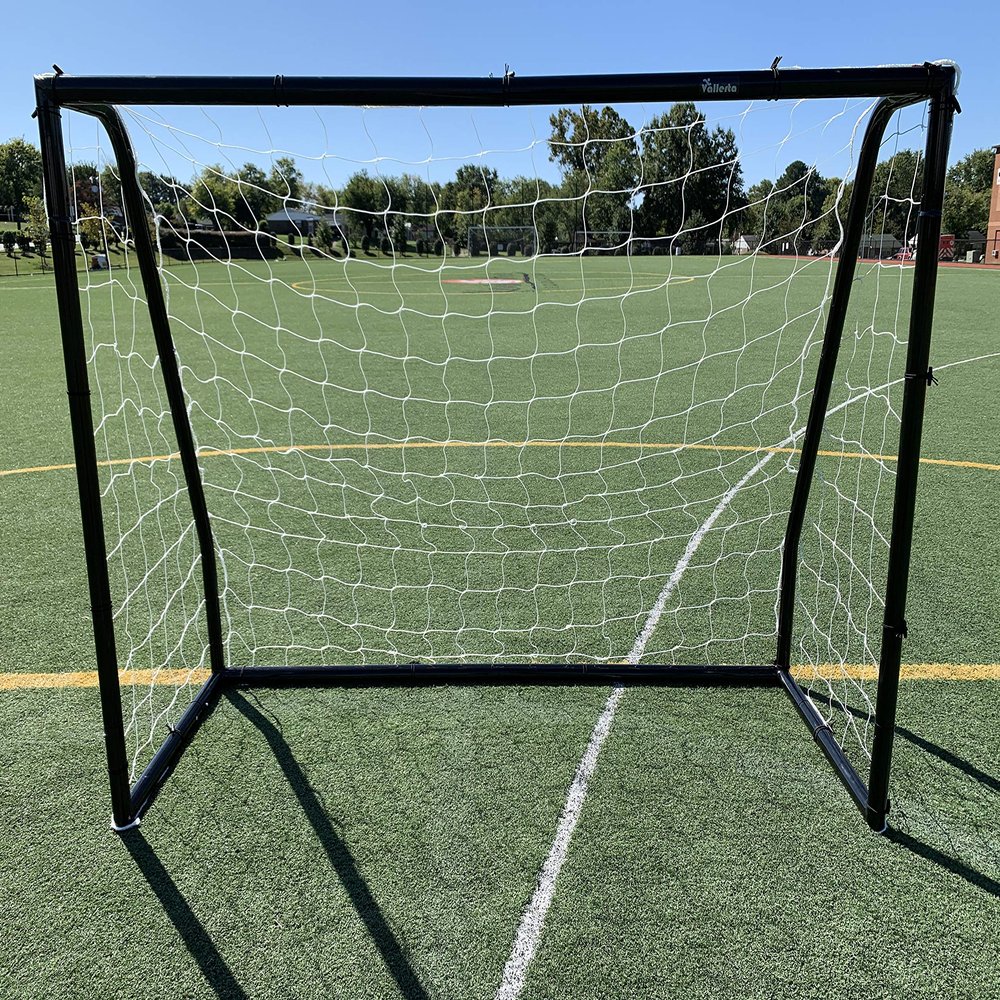 Vallerta Premier 7 X 5 Ft. Youth Size Steel Soccer Goal w/Weatherproof 4mm HDPE Net. 50MM Diameter Black Powder Coated & Corrosion Resistant Frame. 7x5 Foot Practice & Training Aid. ONE Year Warranty!