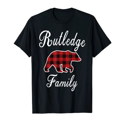 RUTLEDGE Family Bear Red Plaid Christmas Pajama Gift T-Shirt