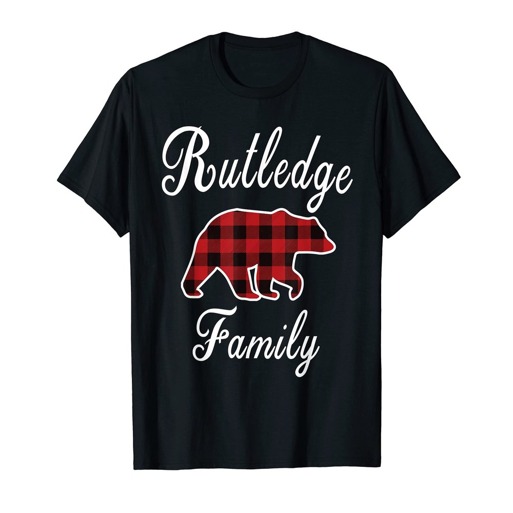 RUTLEDGE Family Bear Red Plaid Christmas Pajama Gift T-Shirt